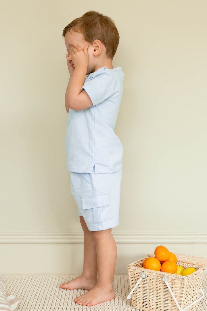 Mintini "Evan" Baby Blue T-Shirt & Cargo Shorts | Millie and John