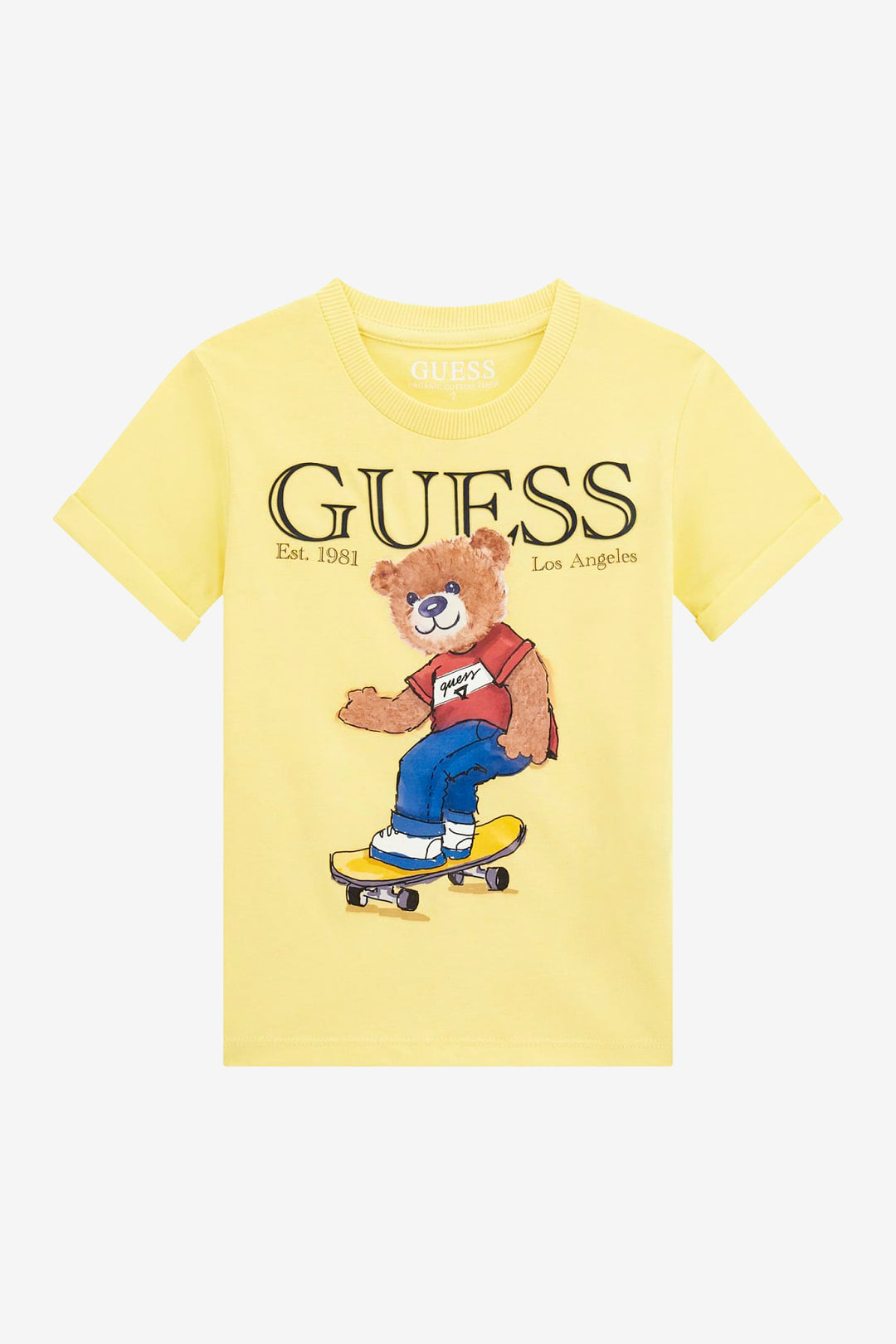 GUESS® Kids "Jago" Yellow Skateboard Teddy T-Shirt | Millie and John