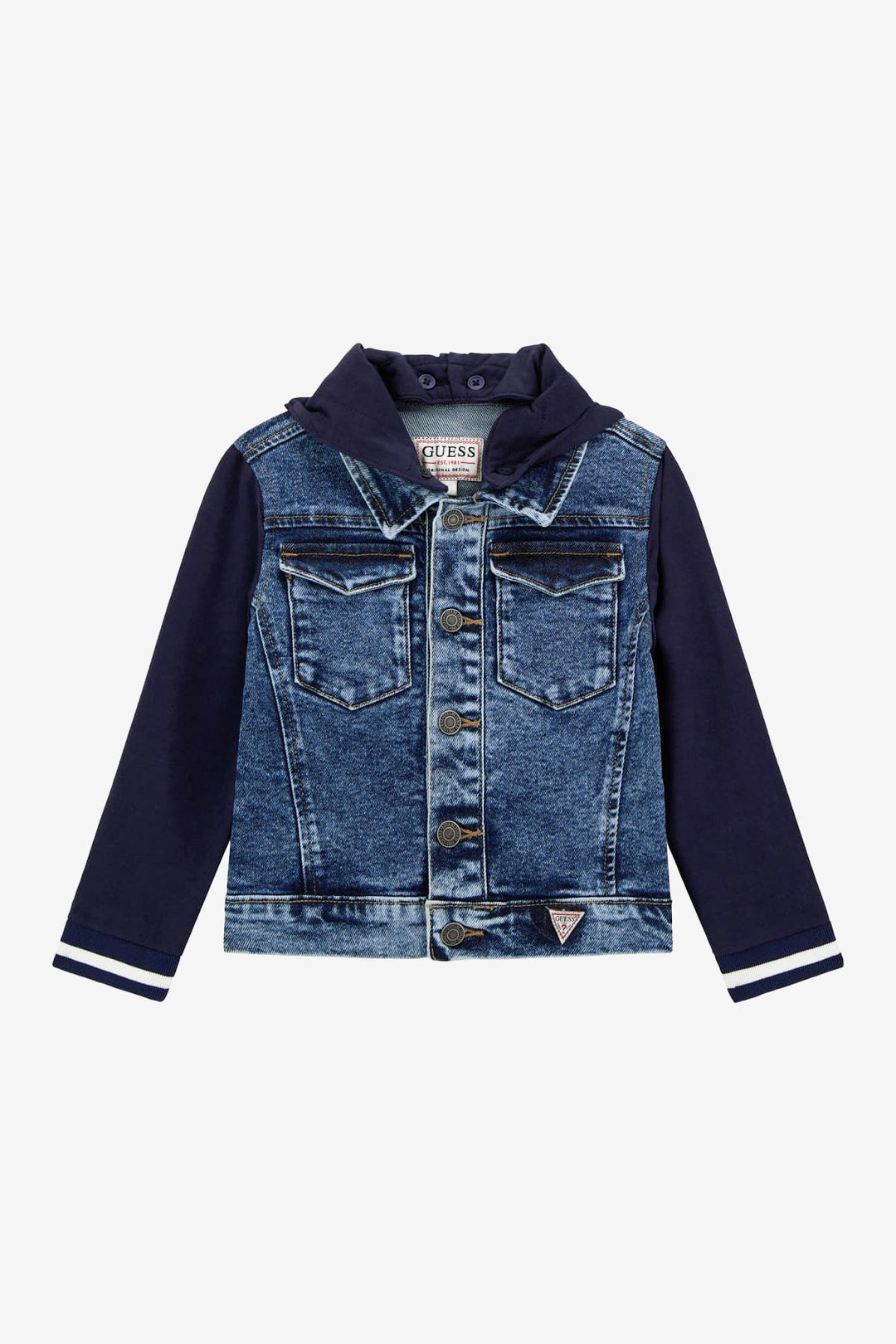 GUESS® Kids "Jaxon" Layered Mid-Blue Denim Jacket | Millie and John