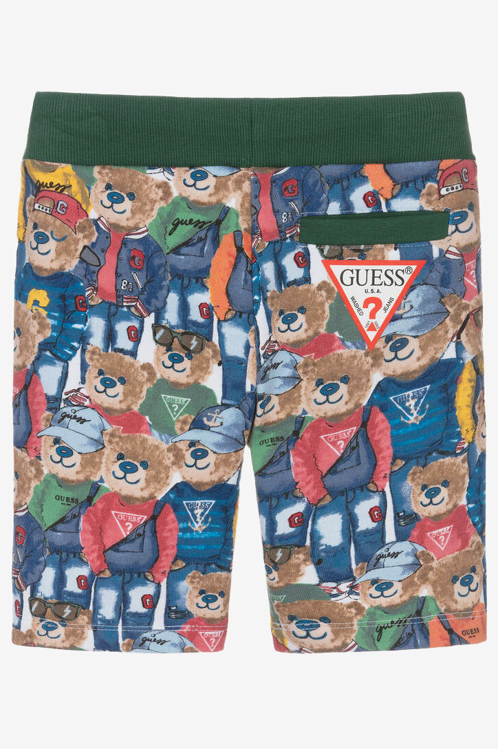 GUESS® Kids "James" Blue & Green All Over Bear Shorts | Millie and John
