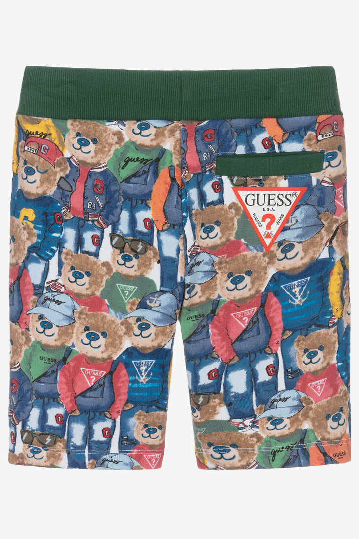 GUESS® Kids "James" Blue & Green All Over Bear Shorts | Millie and John