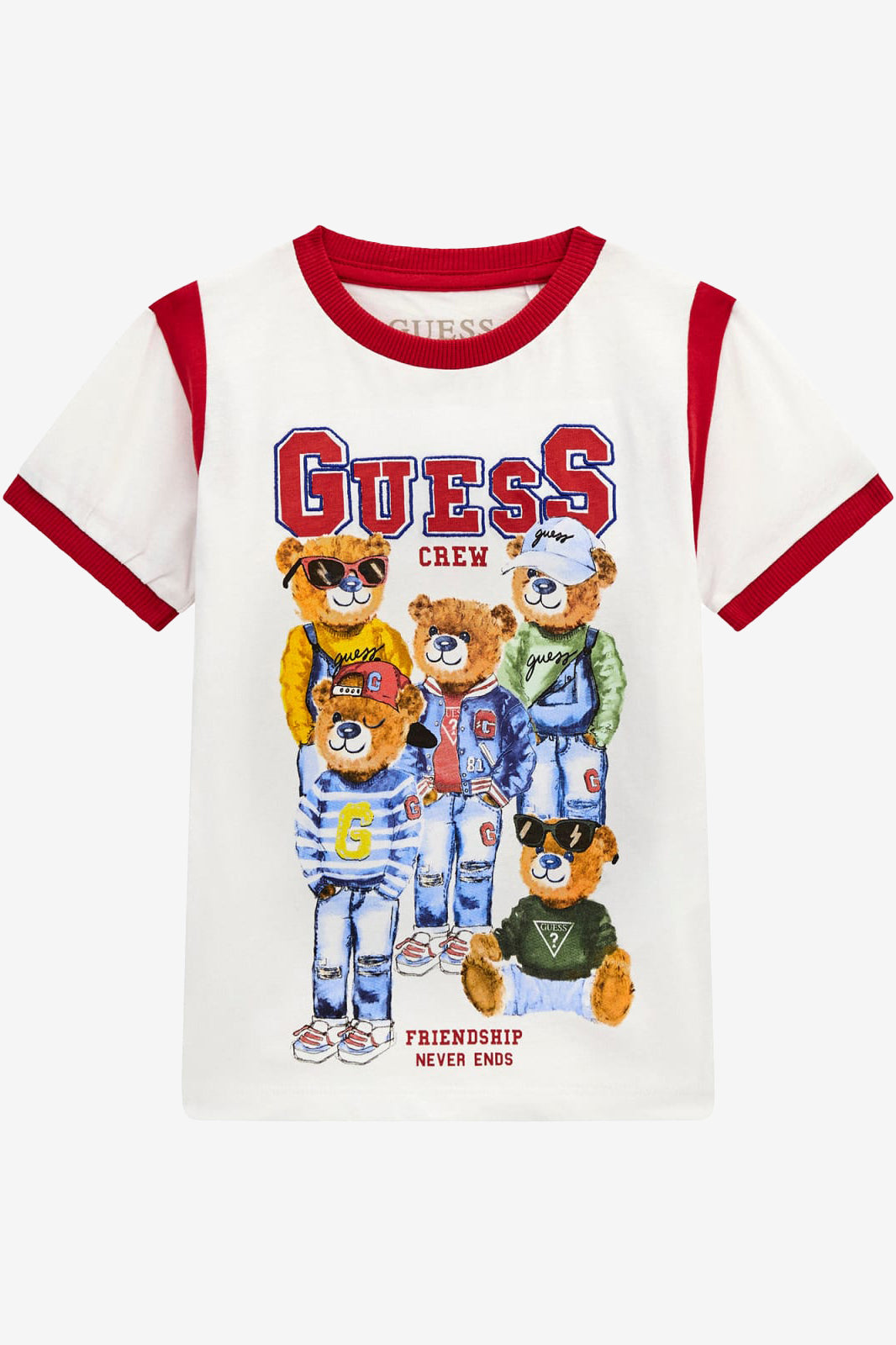 GUESS® Kids "Felix" Retro White & Red Bear T-Shirt | Millie and John