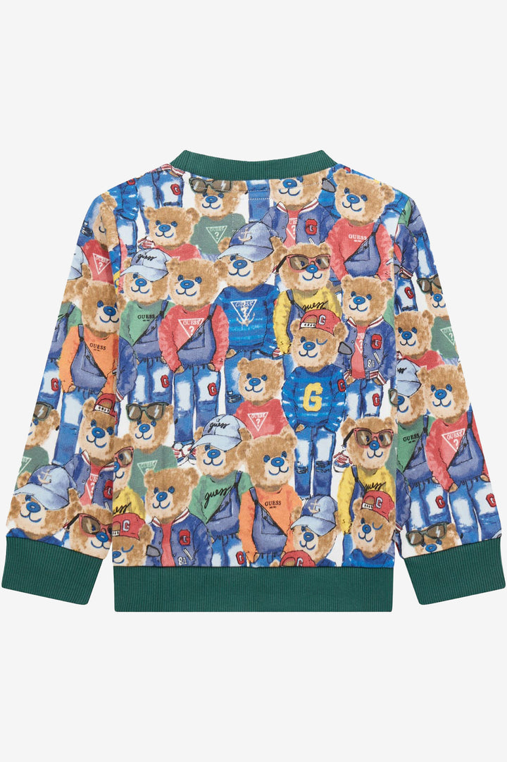 GUESS® Kids "Hugo" Blue & Green All Over Bear Sweatshirt | Millie and John