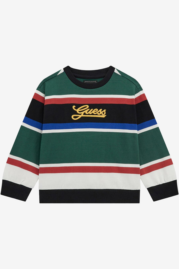GUESS® Kids "Theo" Blue & Green Striped Sweatshirt | Millie and John