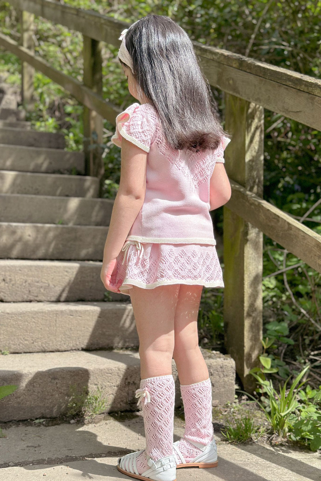 "Myla" Pink & Cream Knit Top & Skirt