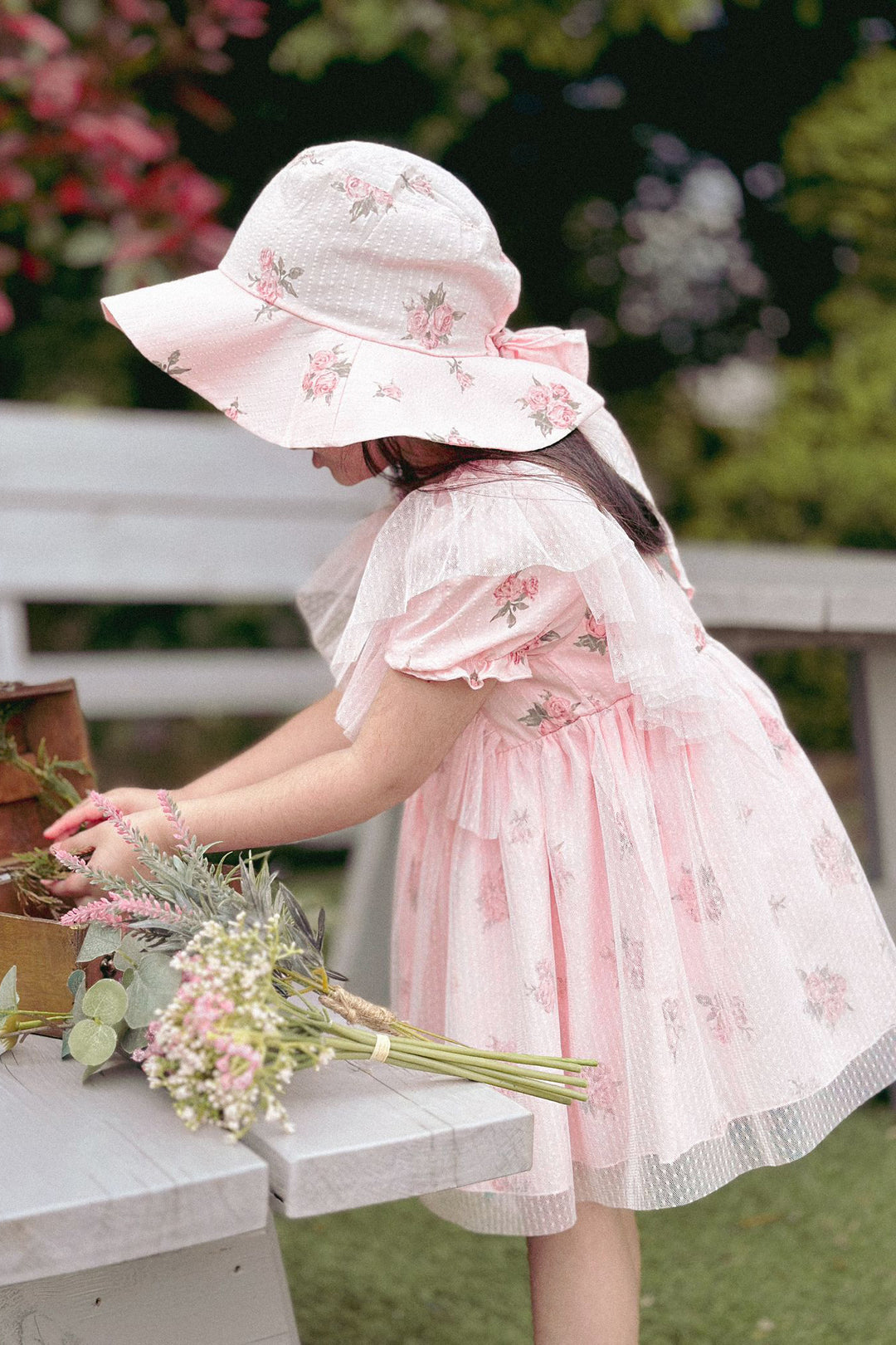 "Pernille" Pink Vintage Floral Tulle Dress