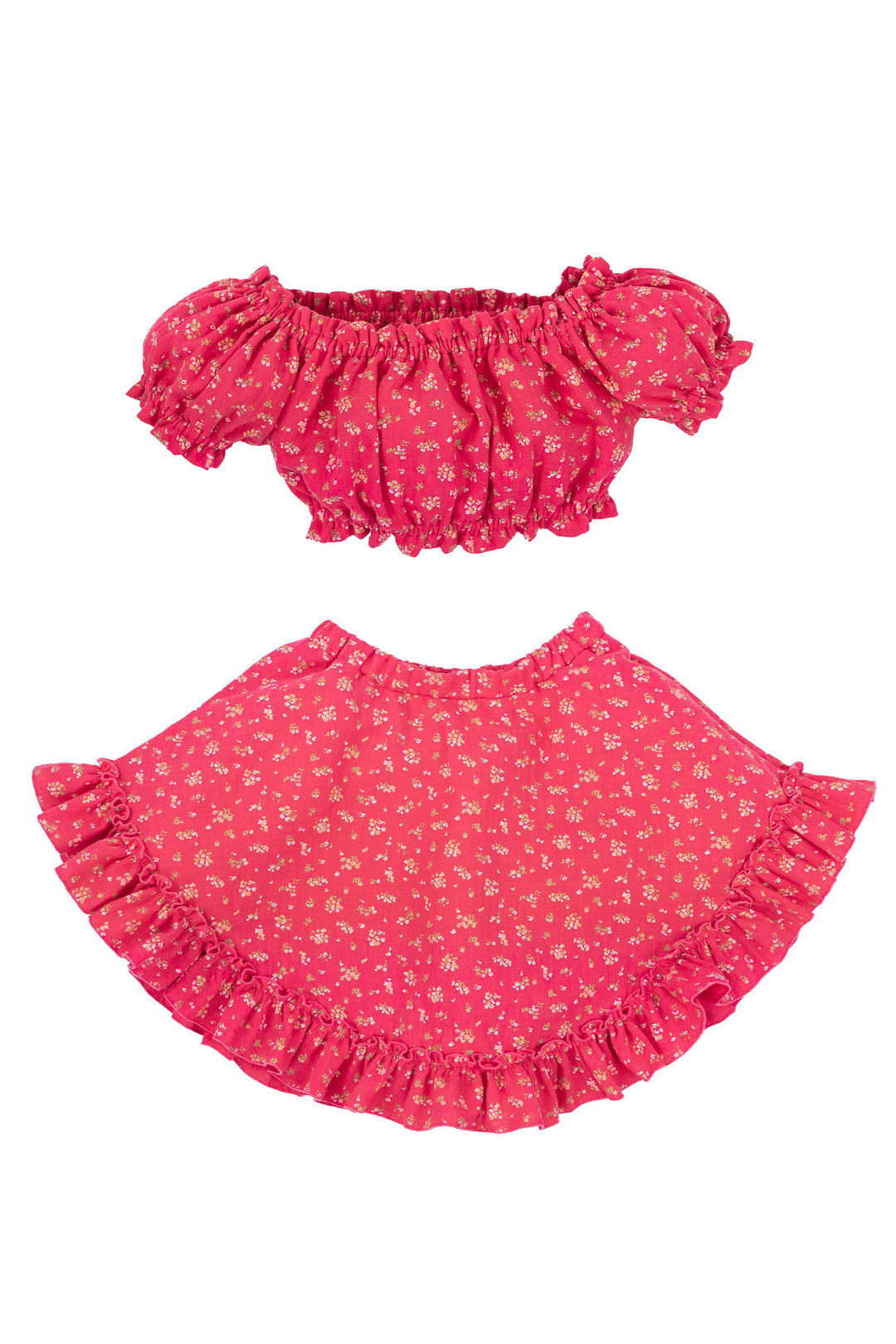 Jamiks "Ophelie" Red Floral Bardot Top & Skirt | Millie and John