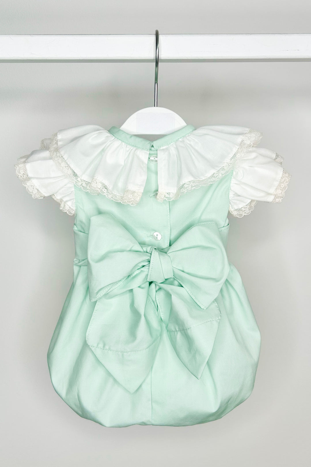 Puro Mimo "Amalia" Mint Green Shirred Romper | Millie and John