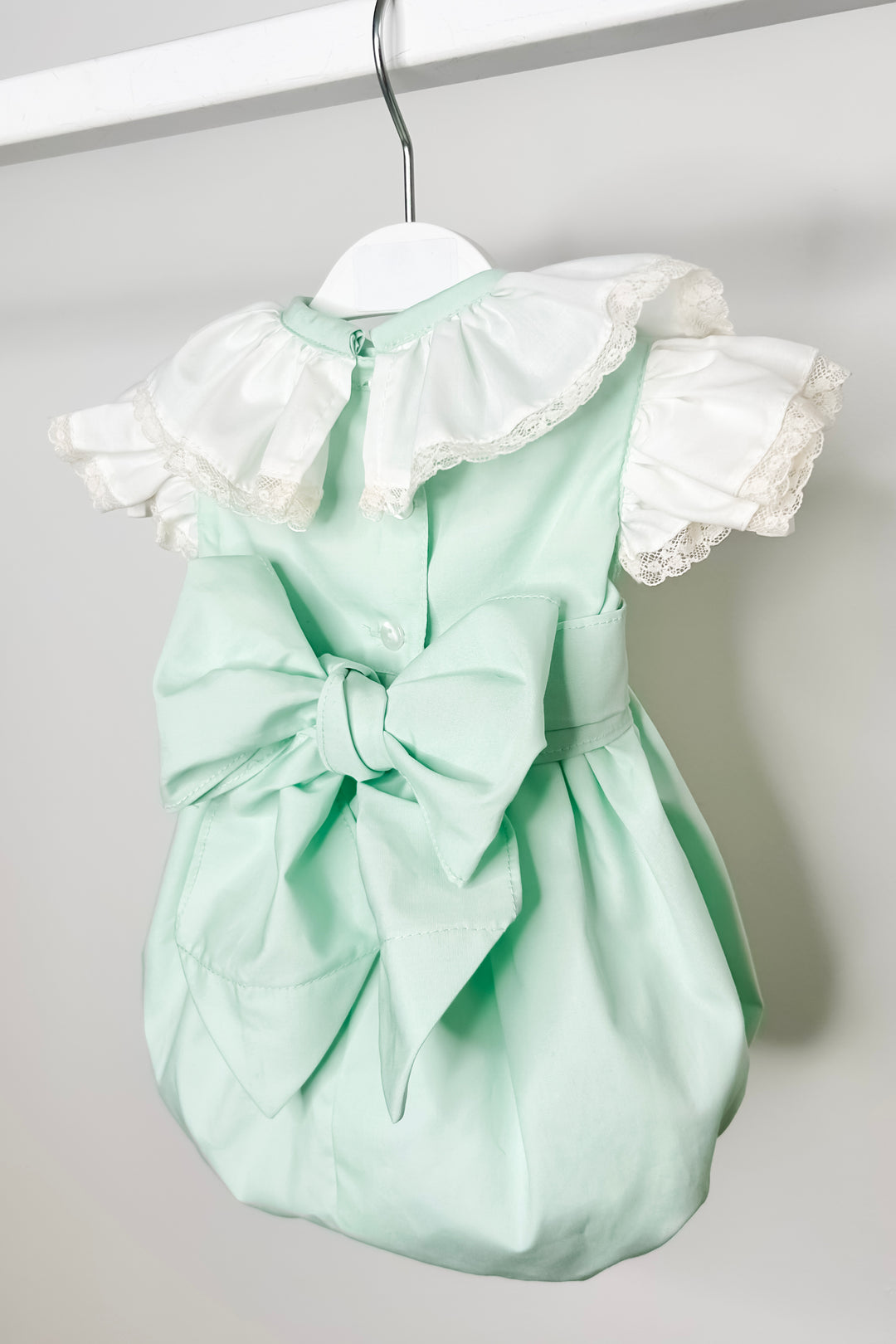 Puro Mimo "Amalia" Mint Green Shirred Romper | Millie and John