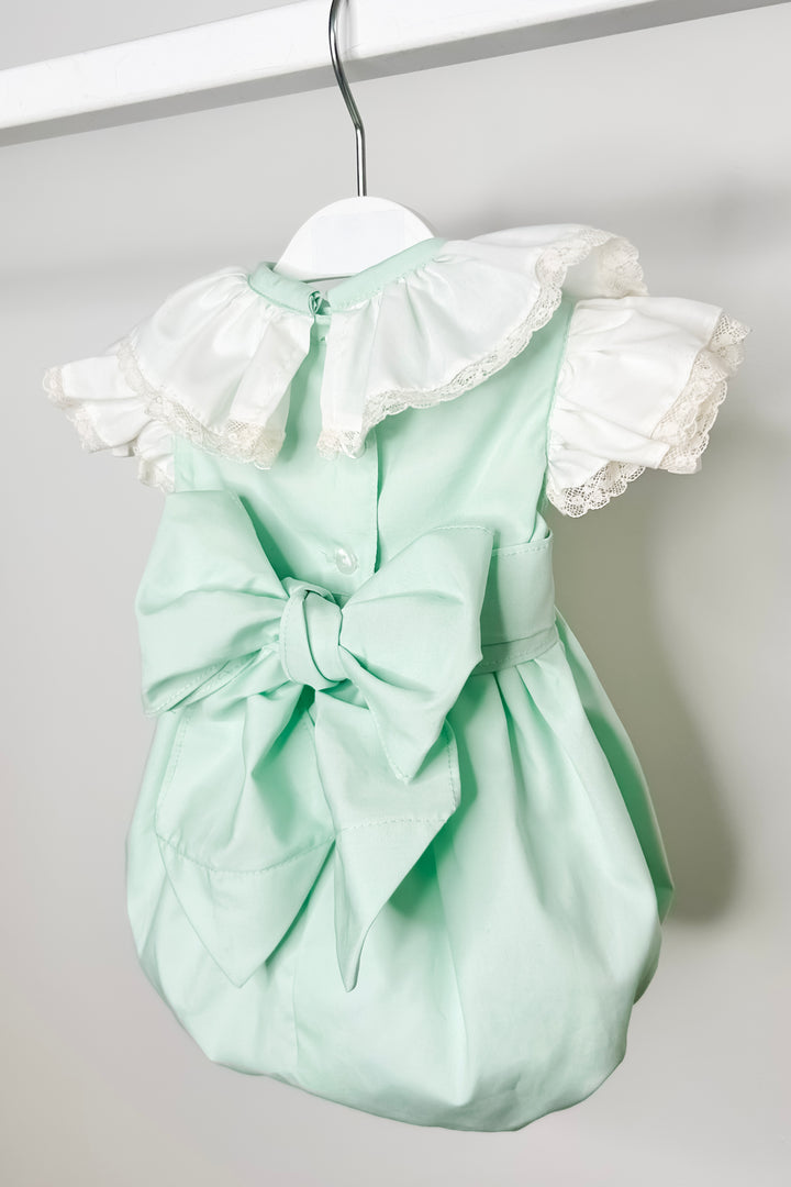 Puro Mimo "Amalia" Mint Green Shirred Romper | Millie and John