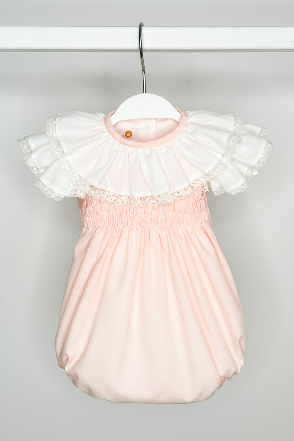 Puro Mimo "Amalia" Peach Shirred Romper | Millie and John