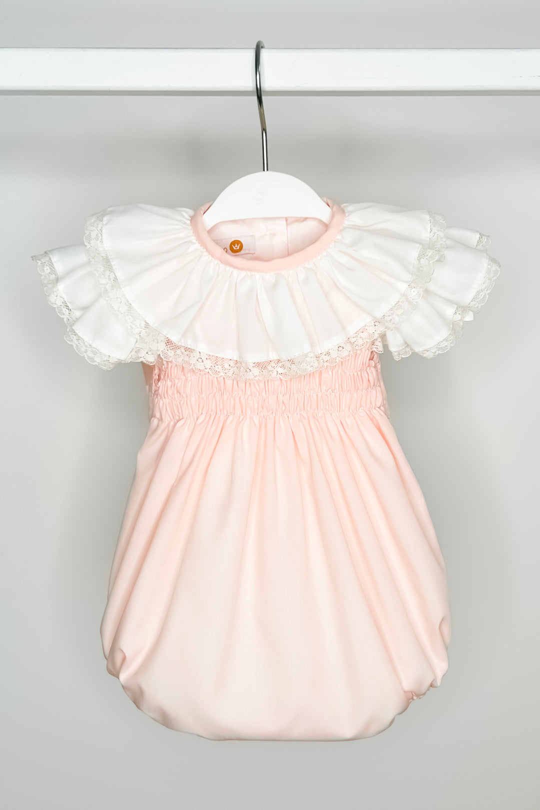 Puro Mimo "Amalia" Peach Shirred Romper | Millie and John
