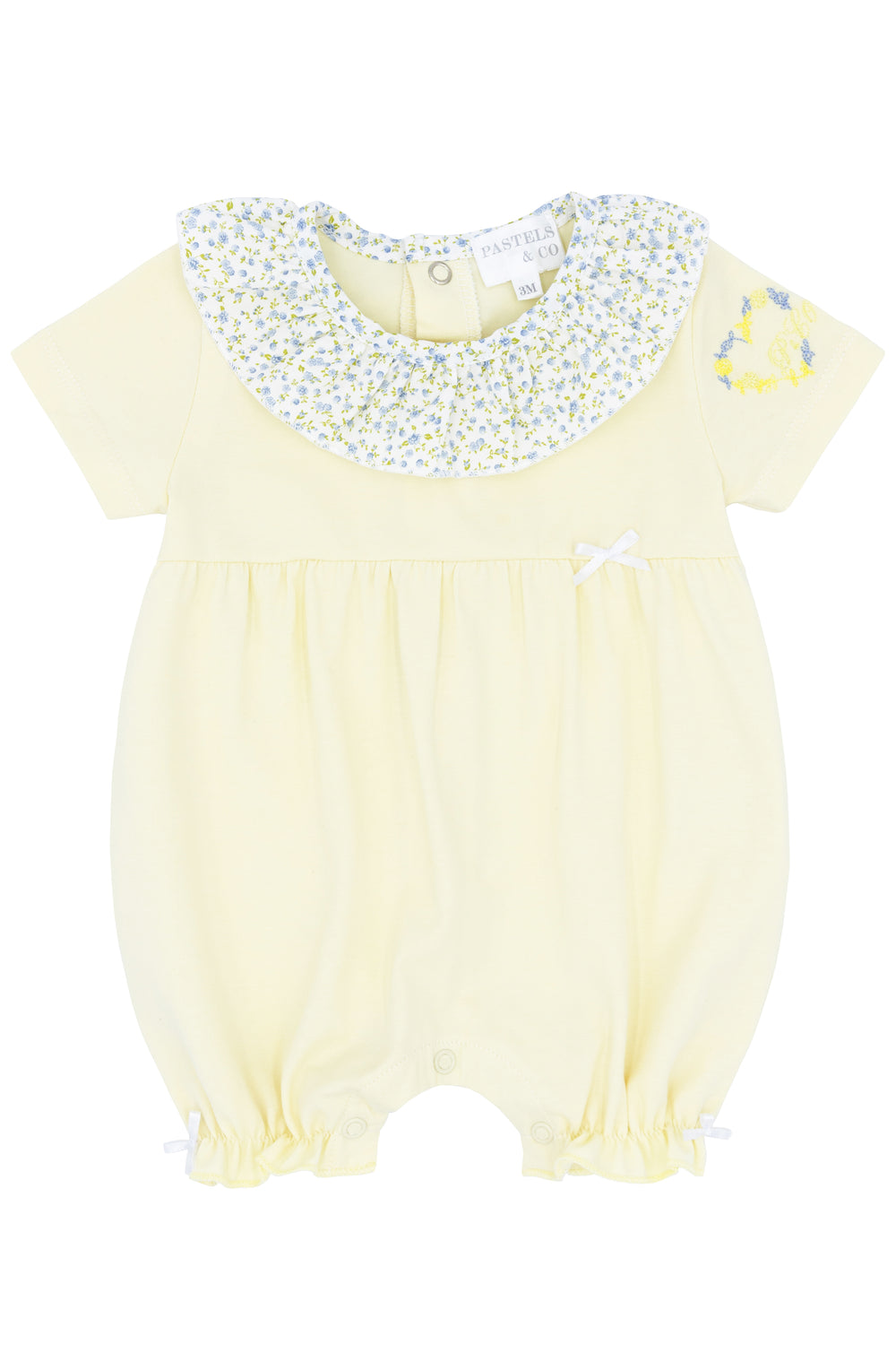 Pastels & Co "Bunny" Lemon & Blue Floral Romper | Millie and John