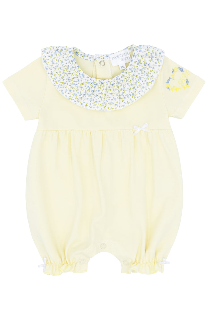 Pastels & Co "Bunny" Lemon & Blue Floral Romper | Millie and John