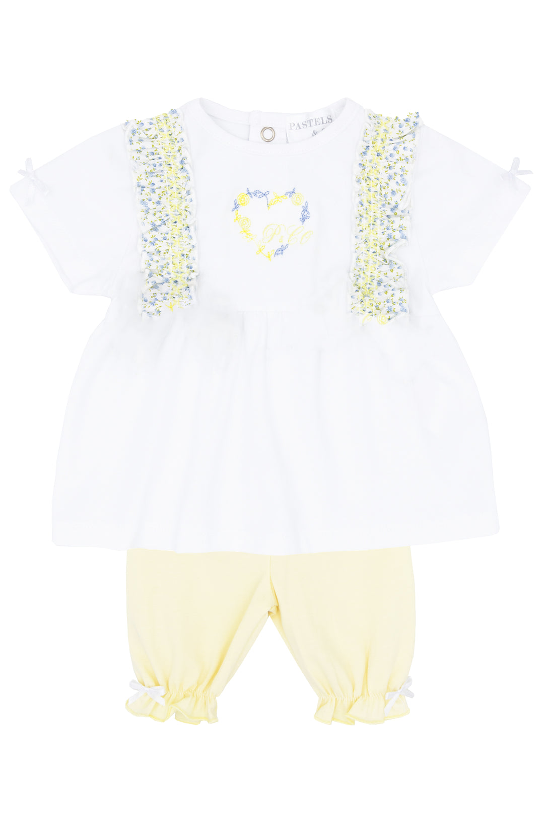 Pastels & Co "Barbara" Lemon & Blue Floral Blouse & Leggings | Millie and John