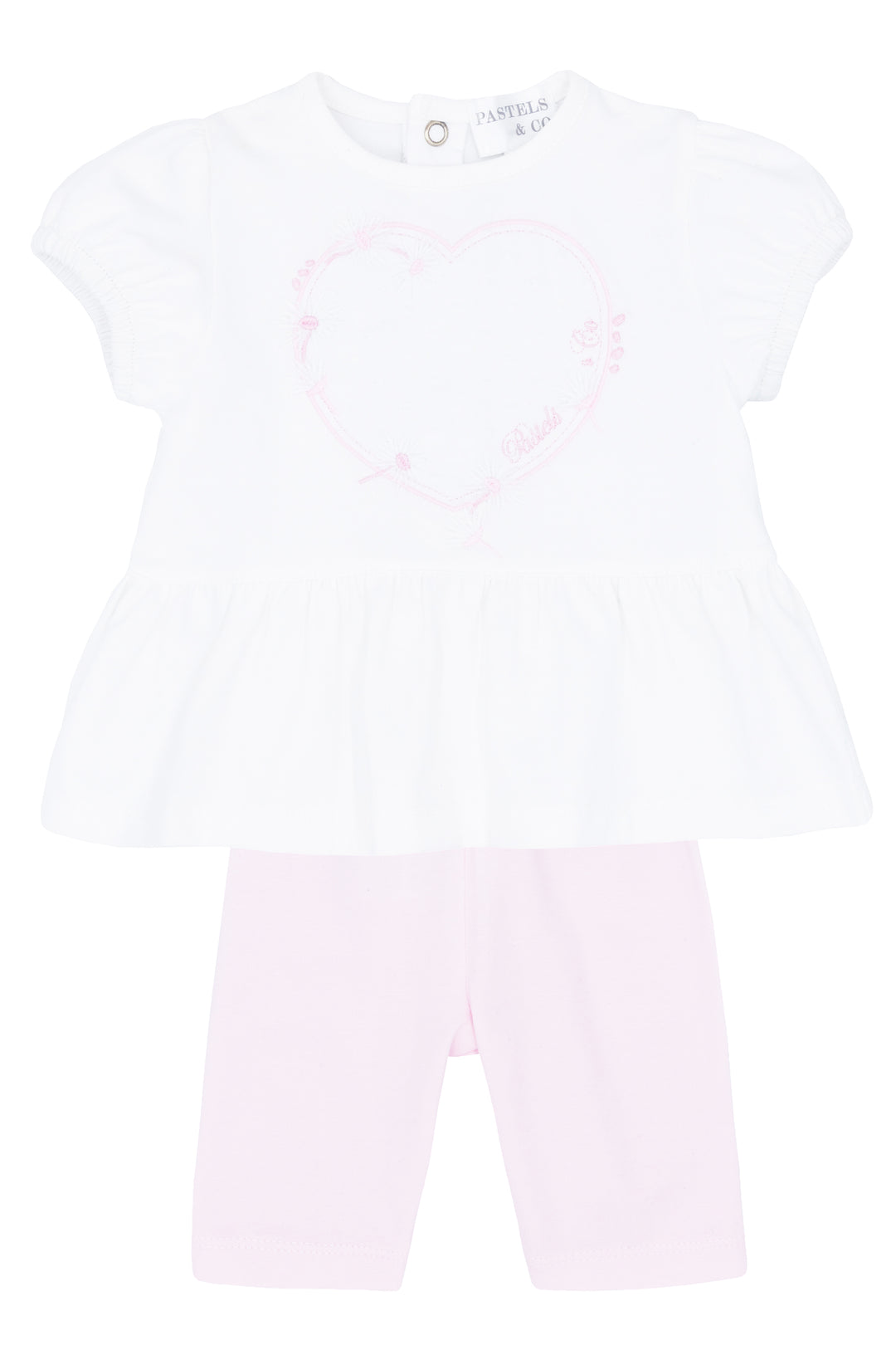 Pastels & Co "Colette" White & Pink Blouse & Leggings | Millie and John