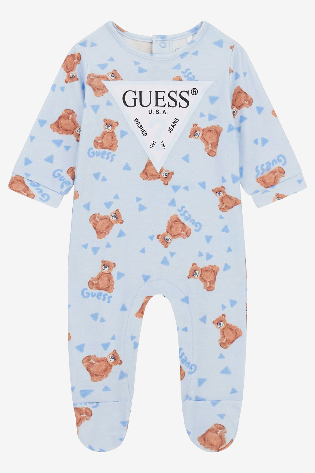 GUESS® Kids "Elliot" Blue Bear Print Sleepsuit | Millie and John