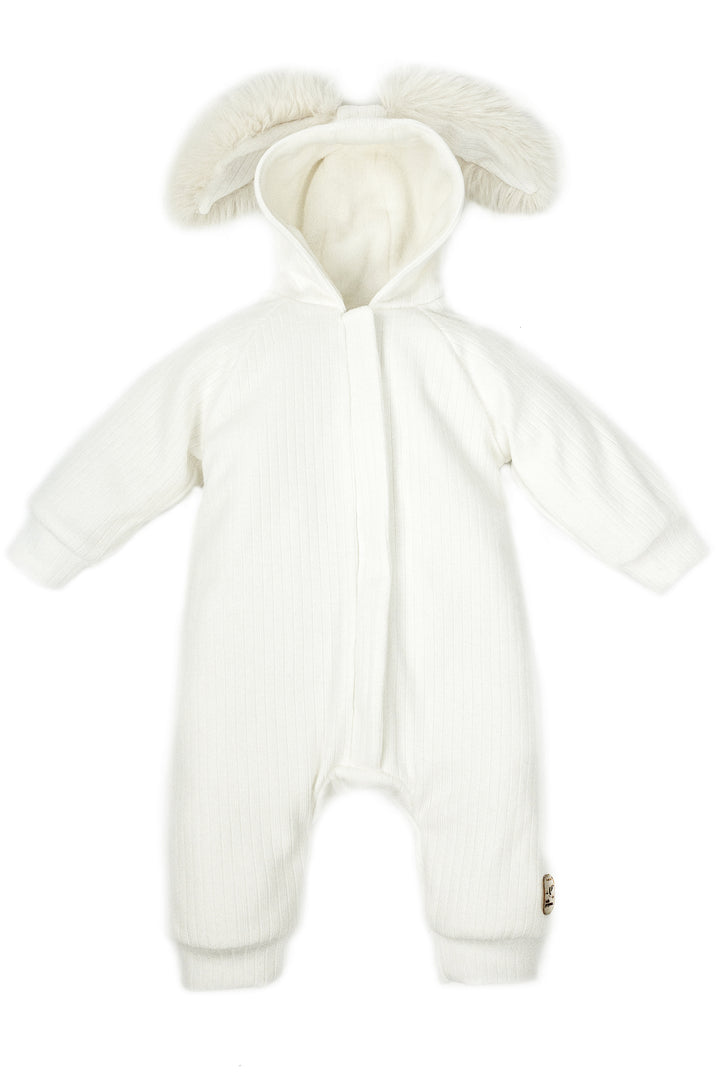 Jamiks "Kirby" Ribbed Faux Fur Bunny Ear Romper | Millie and John