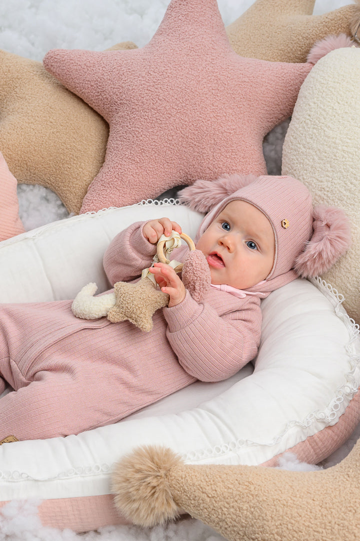 Jamiks "Kirby" Ribbed Faux Fur Bunny Ear Romper | Millie and John