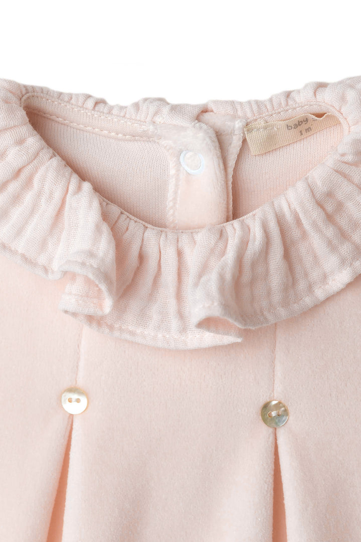 Baby Gi Peach Velour Sleepsuit | Millie and John