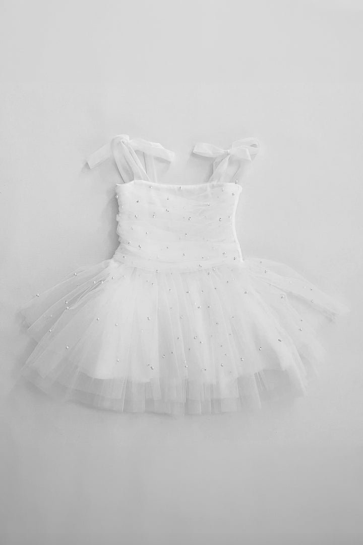 DOLLY by Le Petit Tom Pearl Tulle Ballerina Dress - White | Millie and John