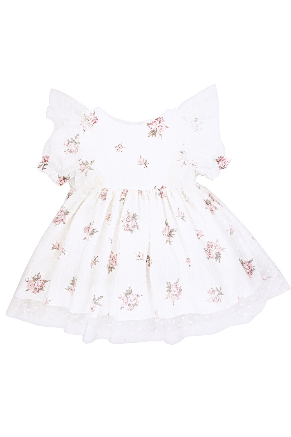 Jamiks "Pernille" Ivory & Pink Vintage Floral Tulle Dress | Millie and John