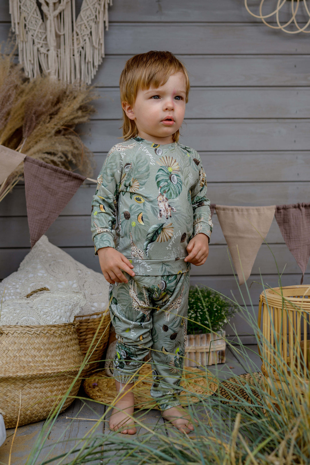 Jamiks "Perry" Olive Safari Print Tracksuit | Millie and John