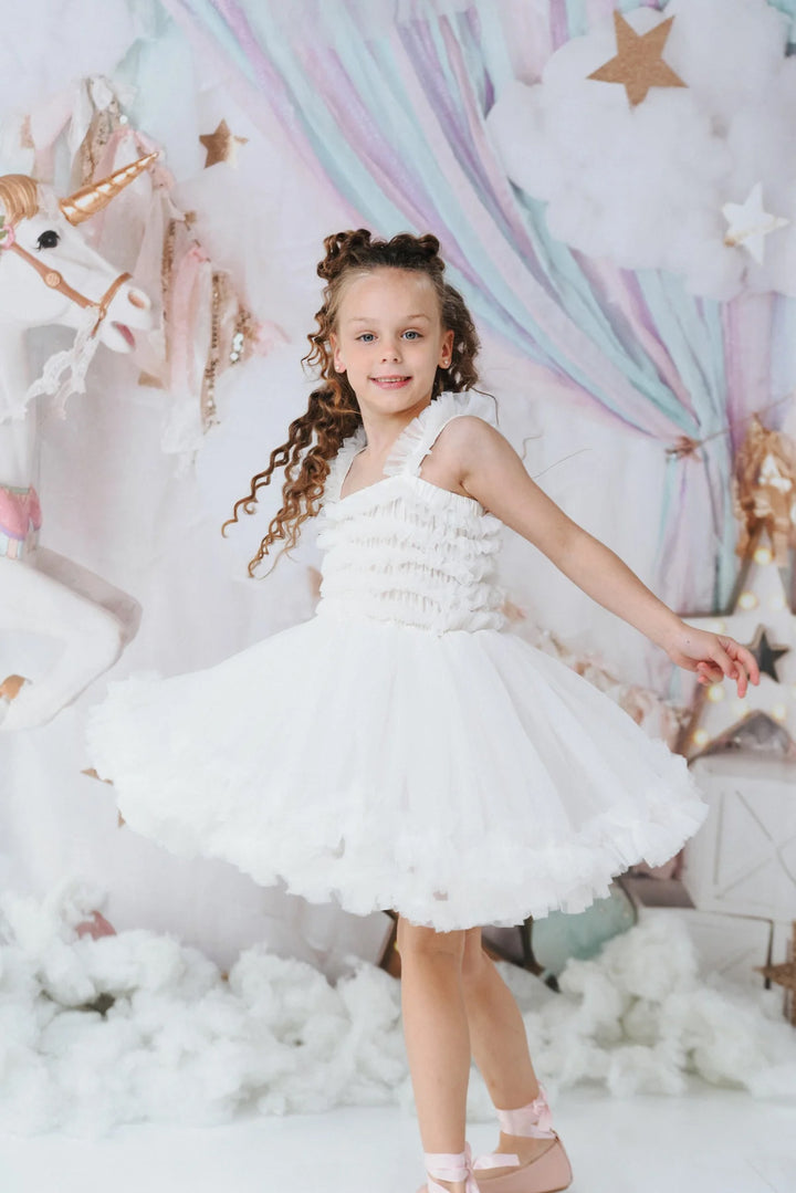 DOLLY by Le Petit Tom Pettidress Tutu Dress - White | Millie and John
