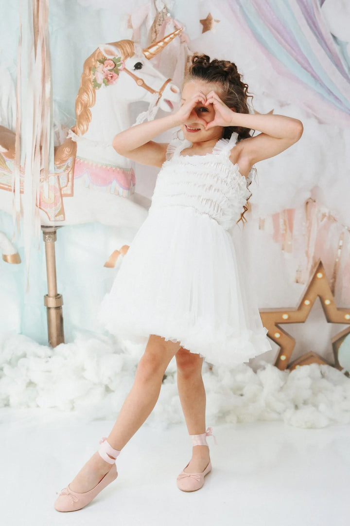 DOLLY by Le Petit Tom Pettidress Tutu Dress - White | Millie and John