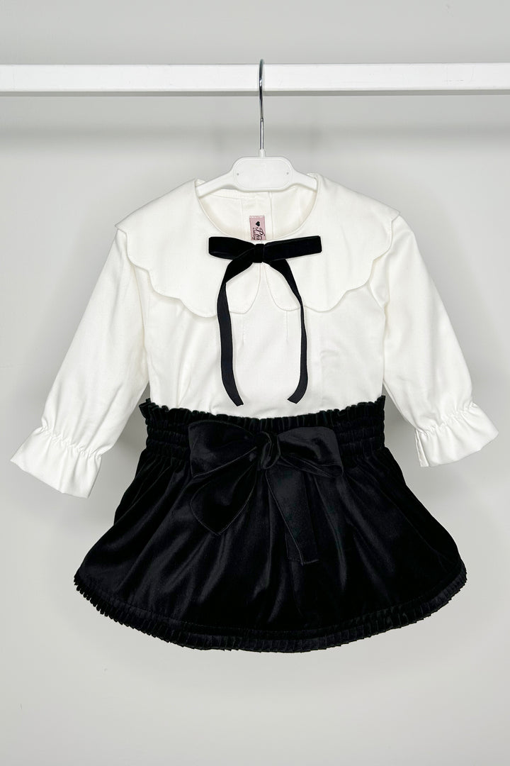 Phi "Adelaide" Blouse & Black Velvet Skirt | Millie and John