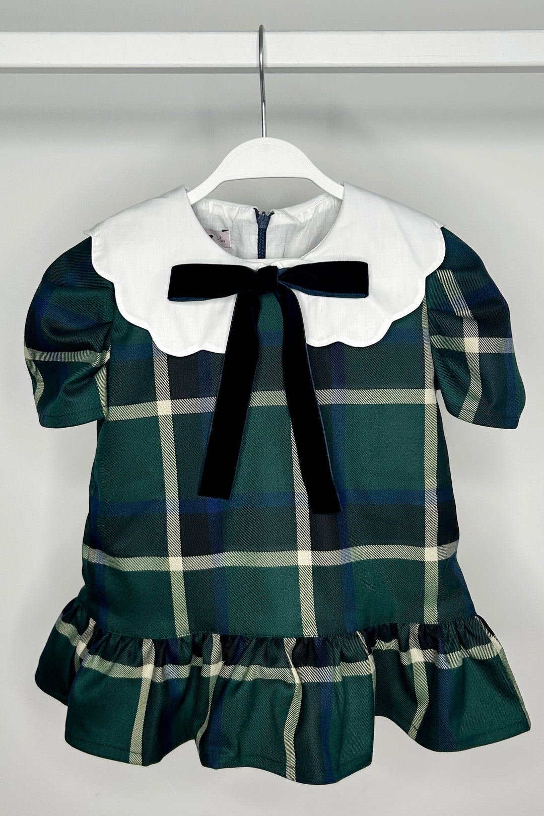 Phi "Essie" Bottle Green Tartan Dress | Millie and John
