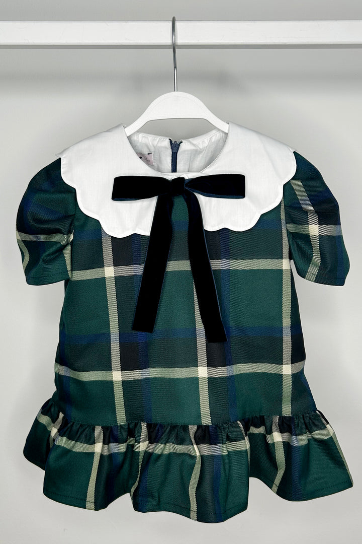 Phi "Essie" Bottle Green Tartan Dress | Millie and John