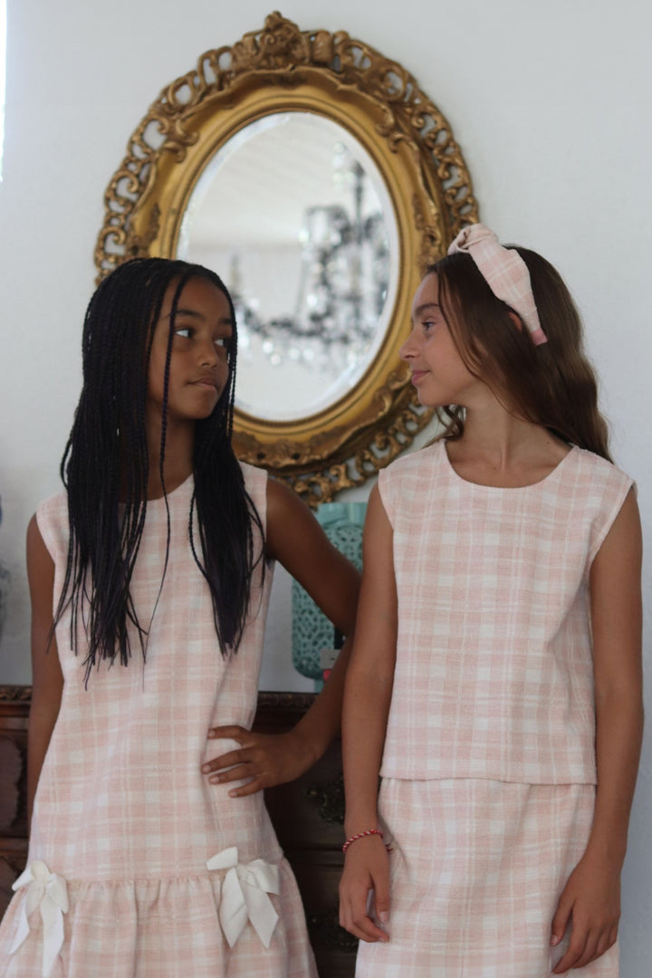 Phi "Blair" Pink Plaid Bow Blouse & Shorts | Millie and John