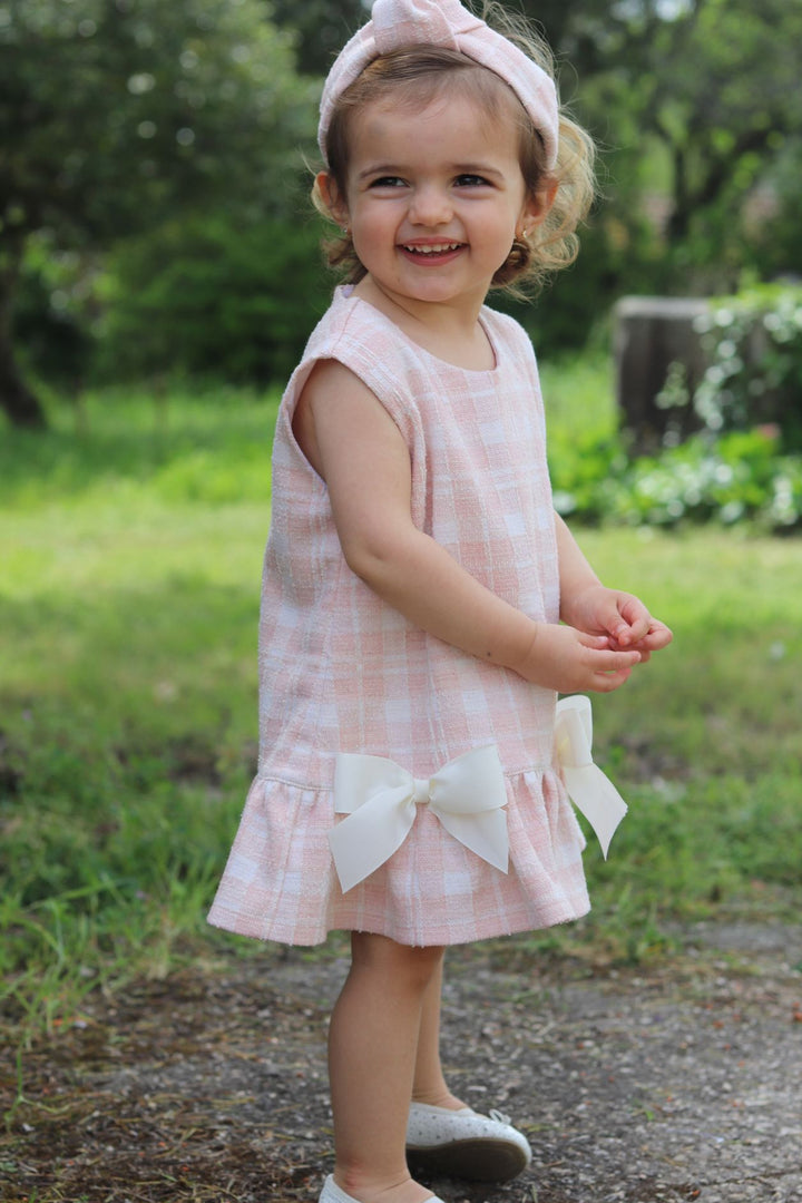 Phi "Elle" Pink Plaid Drop Waist Dress | Millie and John