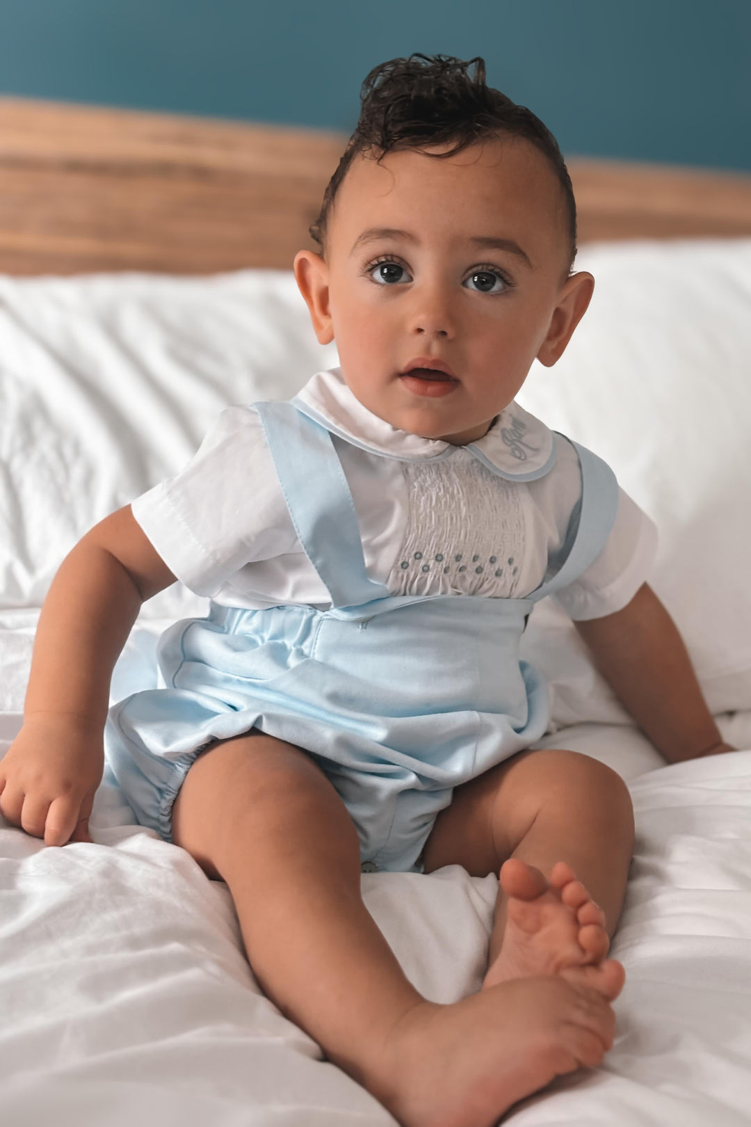 Fofettes x Be Chic "Louis" Sky Blue Smocked Shirt & Jam Pants | Millie and John