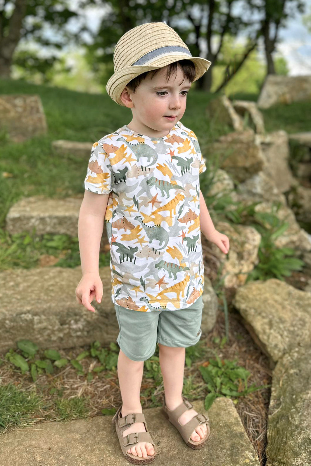 Calamaro "Apollo" Dinosaur Print Top & Shorts | Millie and John