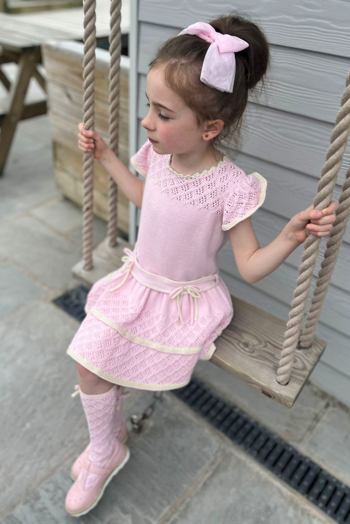 Rahigo "Matilda" Baby Pink & Cream Knit Dress | Millie and John