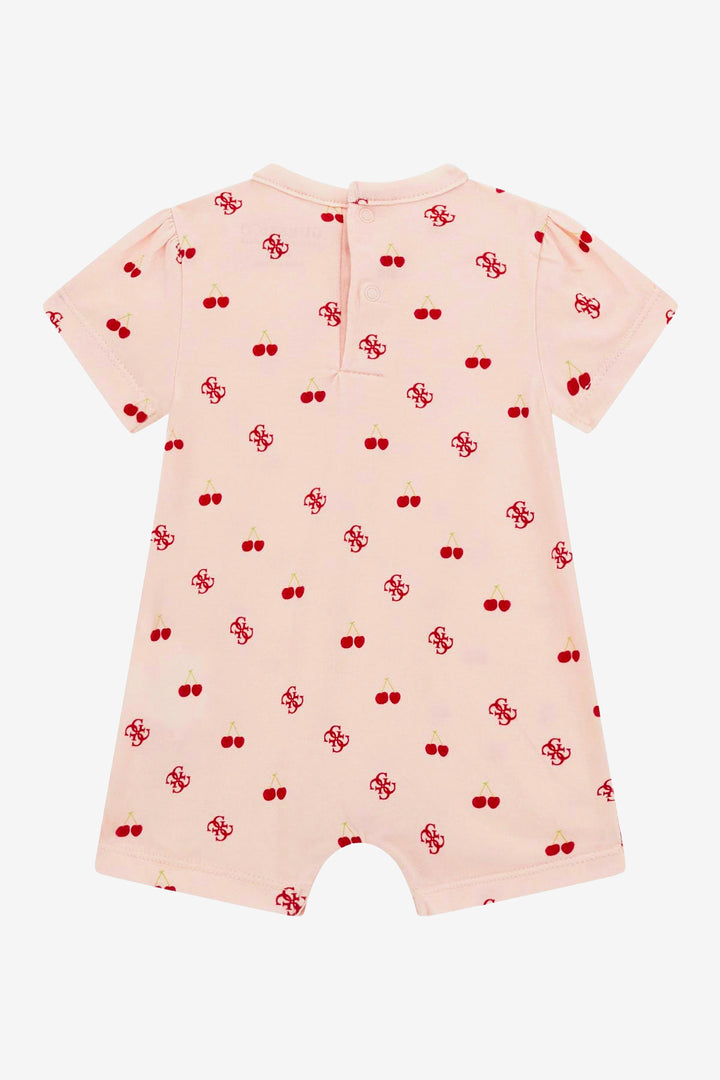 GUESS® Kids "Goldie" Peach & Red Cherry Print Romper | Millie and John