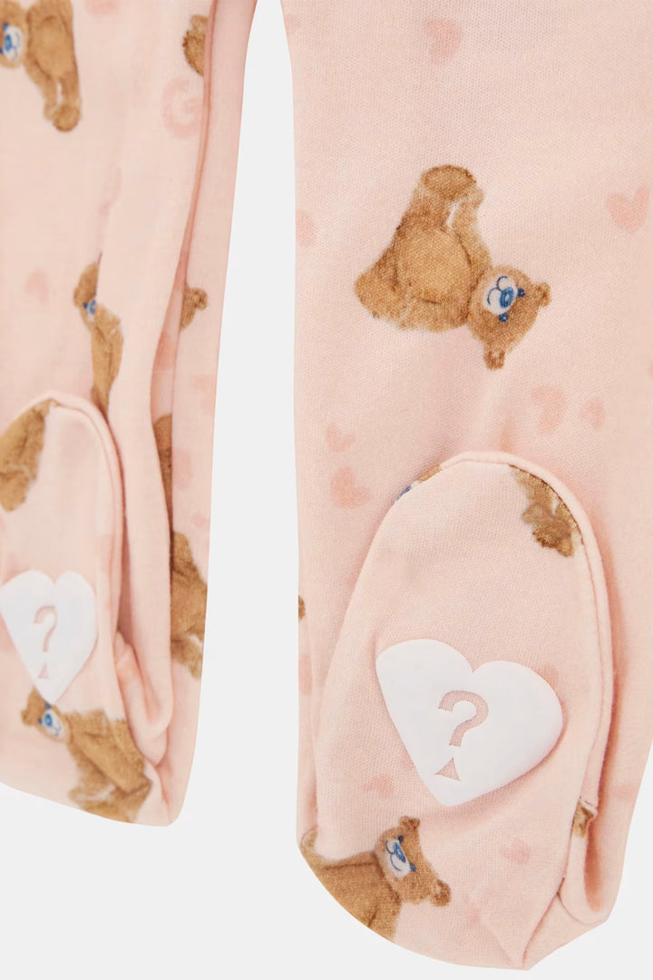 GUESS® Kids "Dolly" Pink Bear Print Sleepsuit | Millie and John