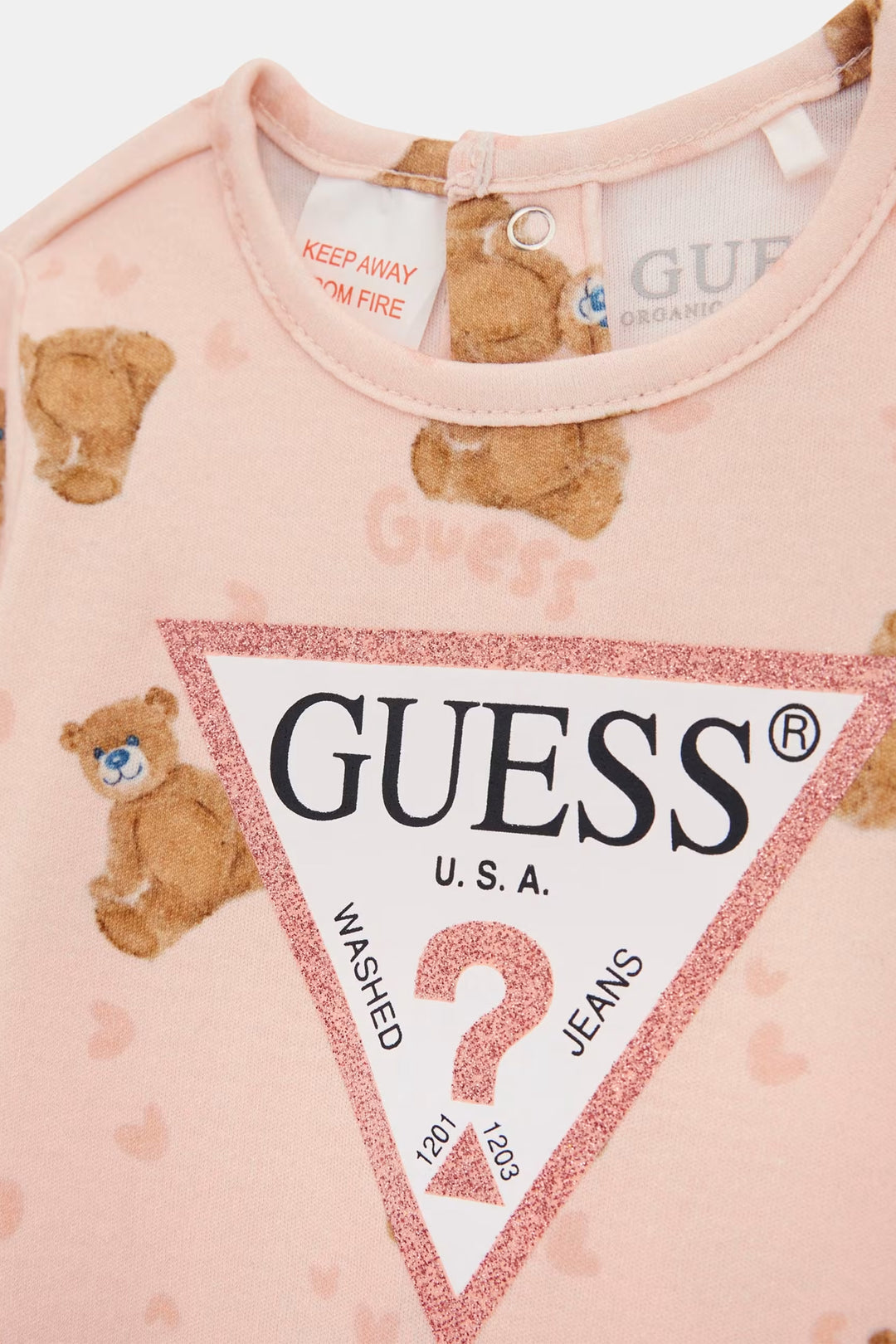 GUESS® Kids "Dolly" Pink Bear Print Sleepsuit | Millie and John