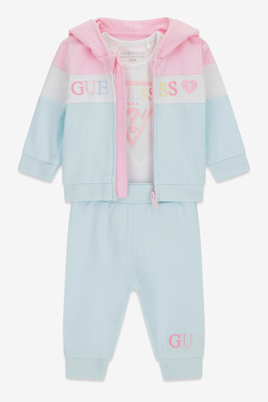 GUESS® Kids "Harper" Pink & Blue 3-Piece Lounge Set | Millie and John