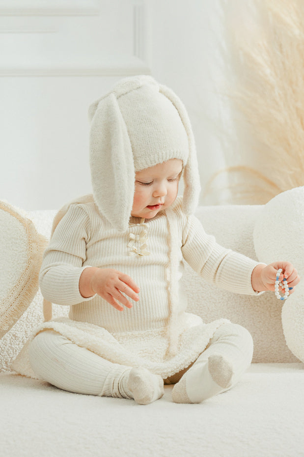 Jamiks "Sien" Sparkly Ecru Bouclé Drop Waist Dress | Millie and John