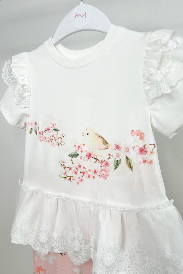 Jamiks "Soraya" Ivory & Pale Pink Floral Lace Top & Biker Shorts | Millie and John