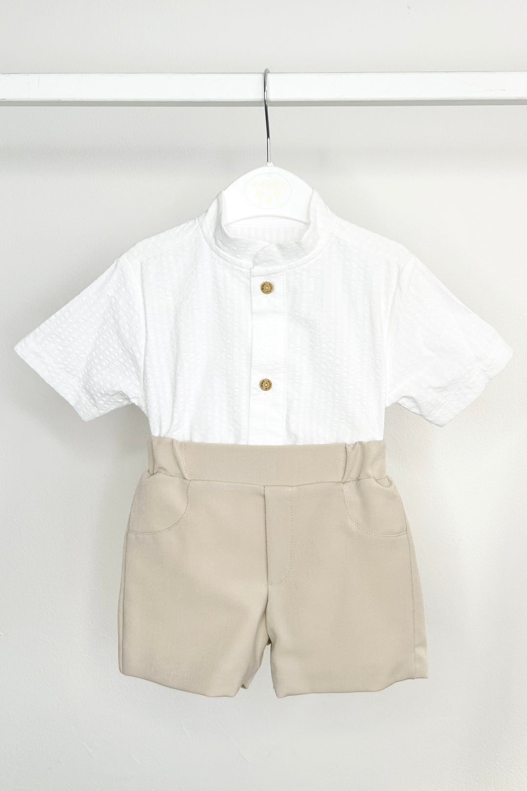 Valentina Bebés "Wilder" Buttermilk Yellow Jumper, Shirt & Shorts | Millie and John