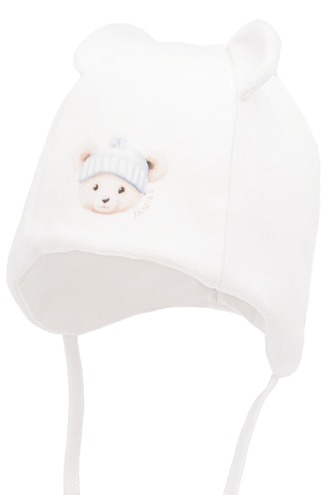 Jamiks Ivory & Blue Velour Bear Hat | Millie and John
