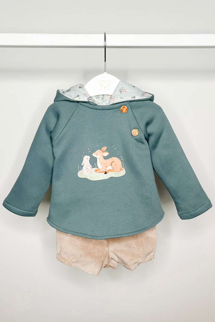 Valentina Bebes "Dominic" Teal Bunny Hoodie, Shirt & Shorts | Millie and John