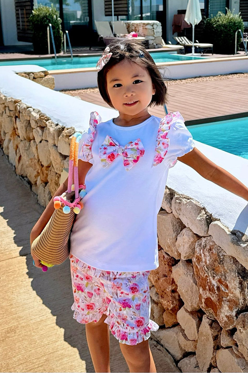 Mintini Baby "Phoebe" Hot Pink Floral Top & Shorts | Millie and John