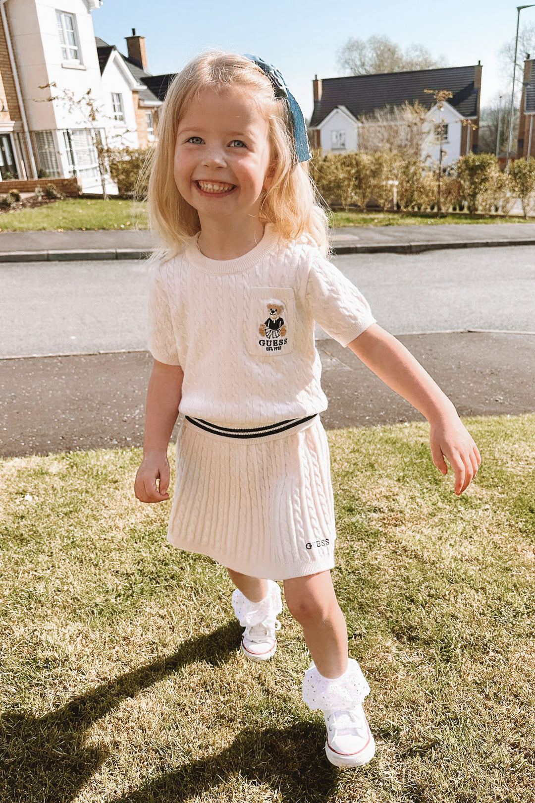 GUESS® Kids "Quinn" Ivory Cable Knit Top & Skirt | Millie and John