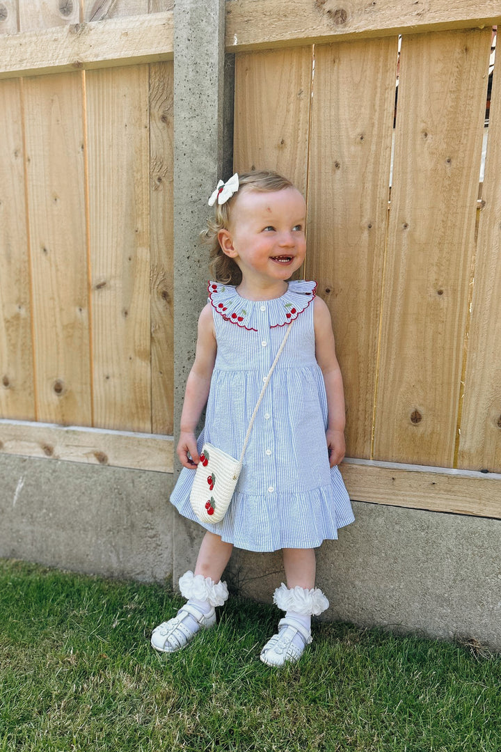 Dr Kid Blue Striped Cherry Dress | Millie and John