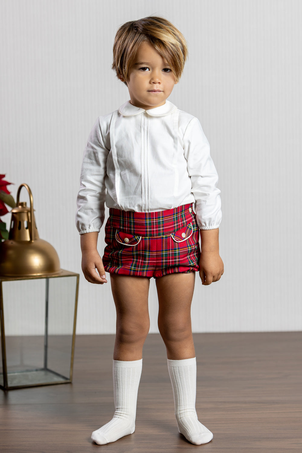 Abuela Tata "Abbott" Shirt & Red Tartan Jam Pants | Millie and John